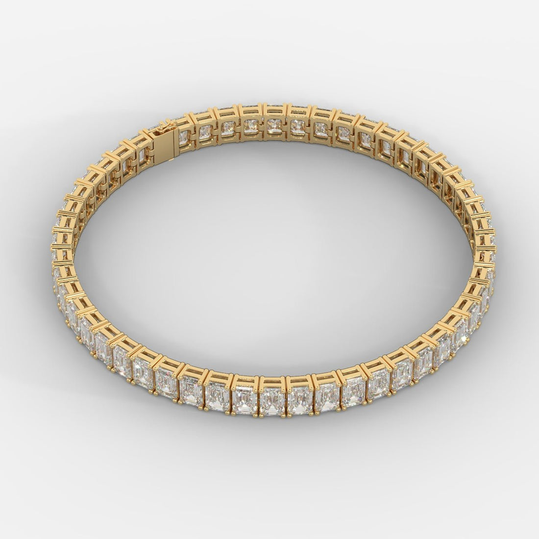 Gold-Tone Baguette Tennis Bracelet for Women – Sparkling Crystal Link Bangle