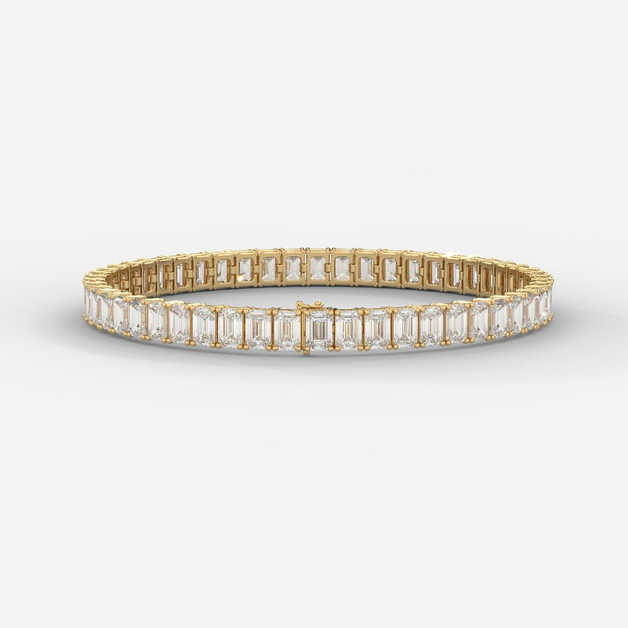 Gold-Tone Baguette Tennis Bracelet for Women – Sparkling Crystal Link Bangle