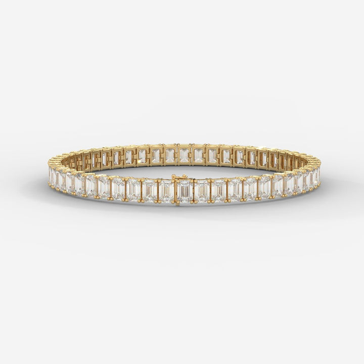 Gold-Tone Baguette Tennis Bracelet for Women – Sparkling Crystal Link Bangle