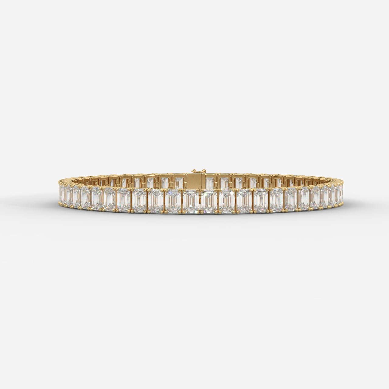 Gold-Tone Baguette Tennis Bracelet for Women – Sparkling Crystal Link Bangle