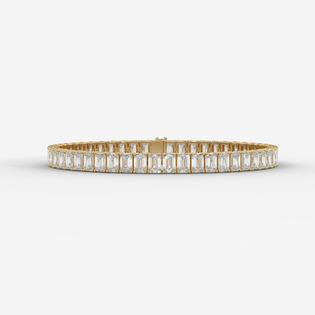 Gold-Tone Baguette Tennis Bracelet for Women – Sparkling Crystal Link Bangle