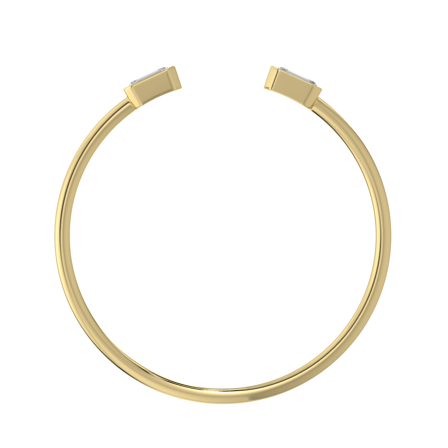 14K Gold Open Cuff Bracelet with Emerald-Cut Lab-Grown Diamond Accents