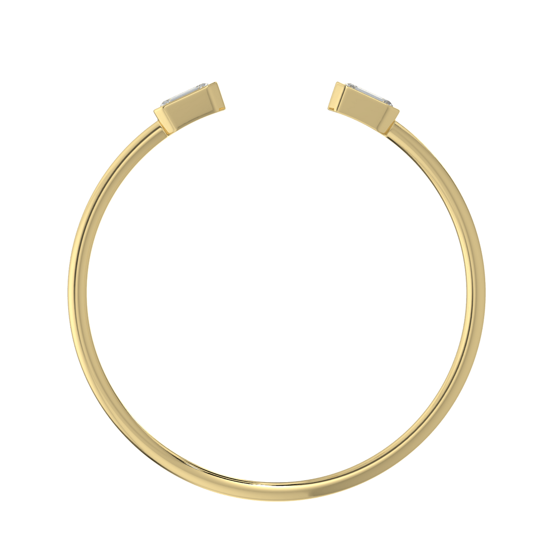 14K Gold Open Cuff Bracelet with Emerald-Cut Lab-Grown Diamond Accents