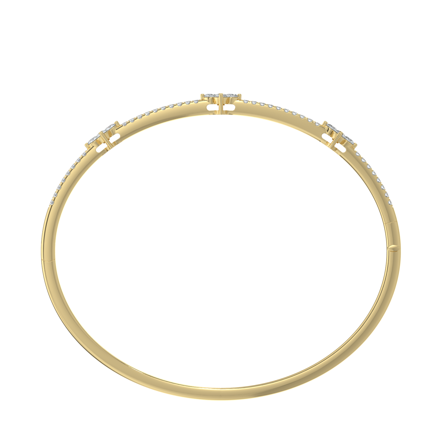 Elegant Diamond Floral Bangle Bracelet in Yellow Gold