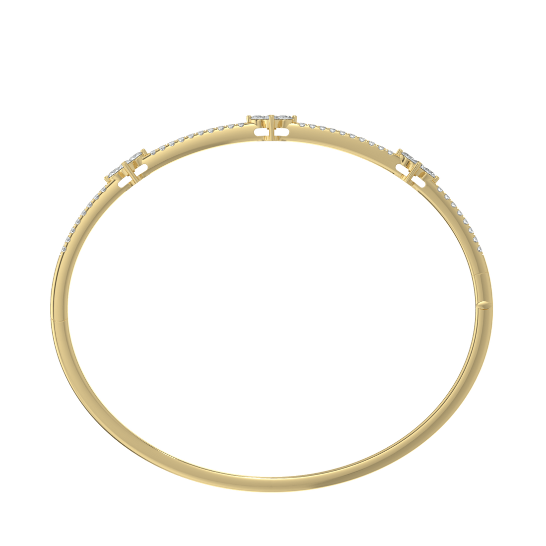 Elegant Diamond Floral Bangle Bracelet in Yellow Gold