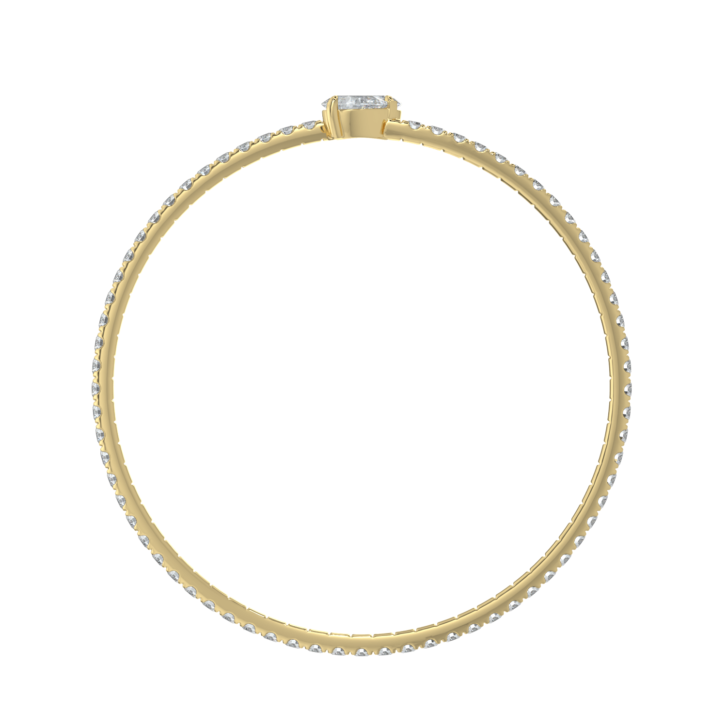 14K Gold Plated Teardrop Open Cuff Bracelet – Sparkling Crystal Bangle for Women