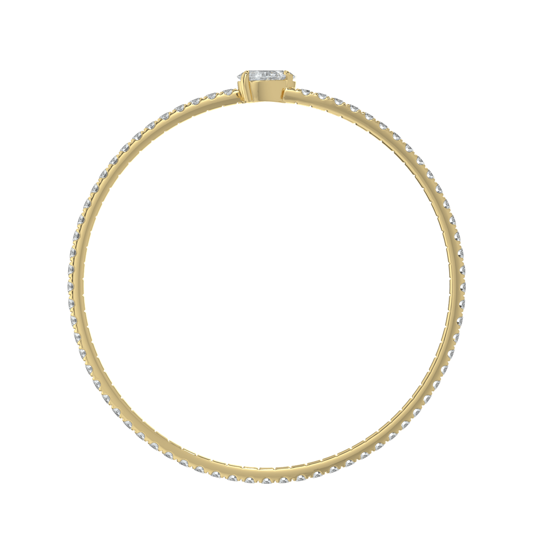 14K Gold Plated Teardrop Open Cuff Bracelet – Sparkling Crystal Bangle for Women