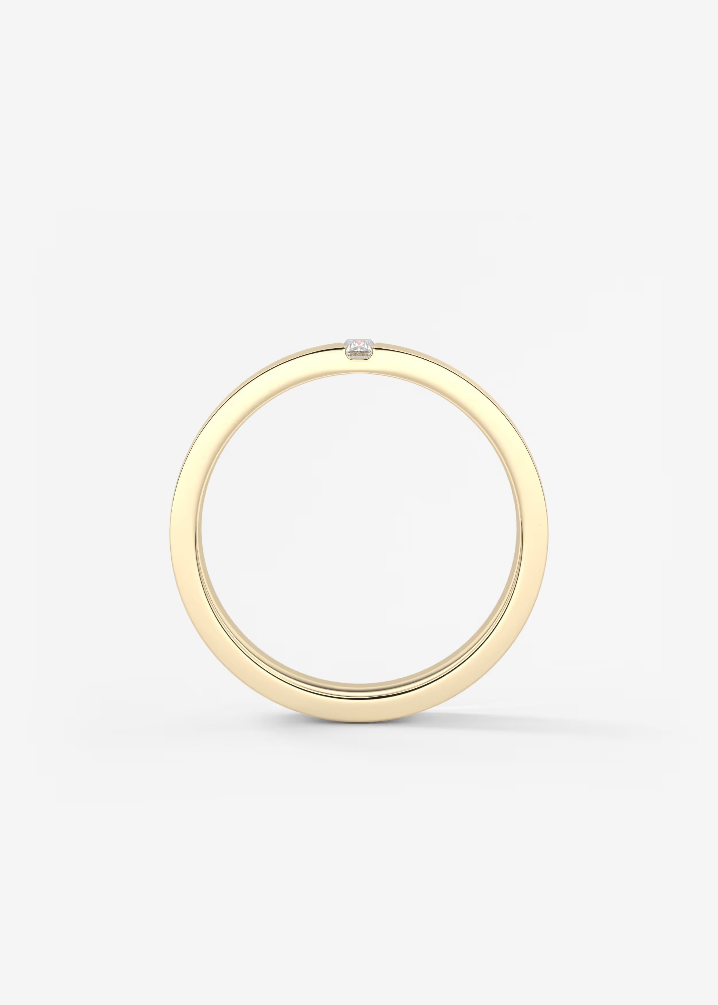 14K Gold Diamond Ring – Minimalist Brushed Finish Baguette Diamond Band