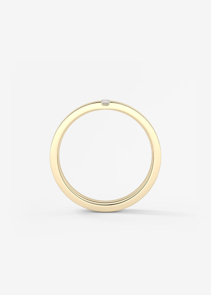 14K Gold Diamond Ring – Minimalist Brushed Finish Baguette Diamond Band