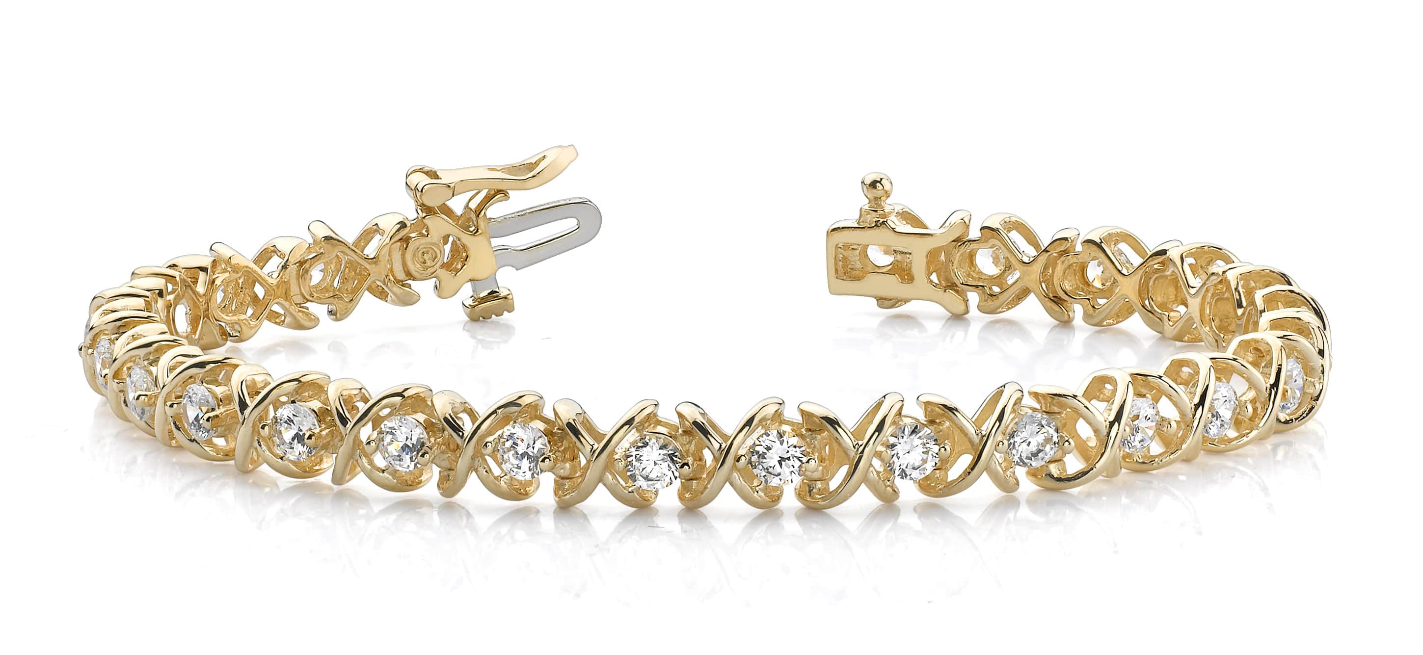 14K Gold Diamond Tennis Bracelet – Elegant Round Cut Diamond Link Bracelet for Women