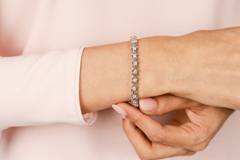 14K Gold Diamond Tennis Bracelet – Elegant Round Cut Diamond Link Bracelet for Women