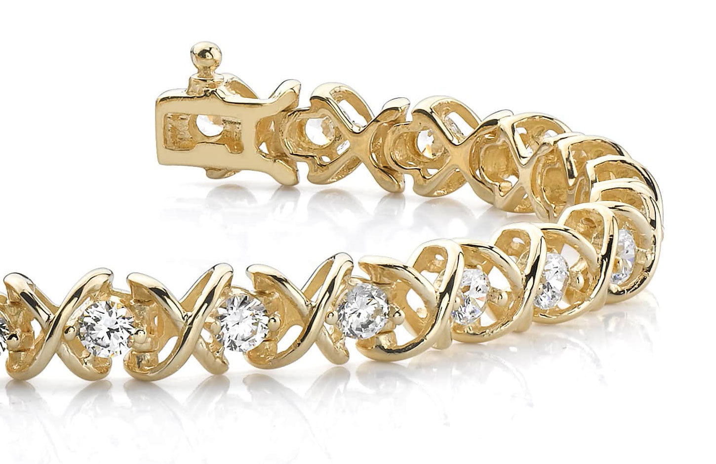 14K Gold Diamond Tennis Bracelet – Elegant Round Cut Diamond Link Bracelet for Women