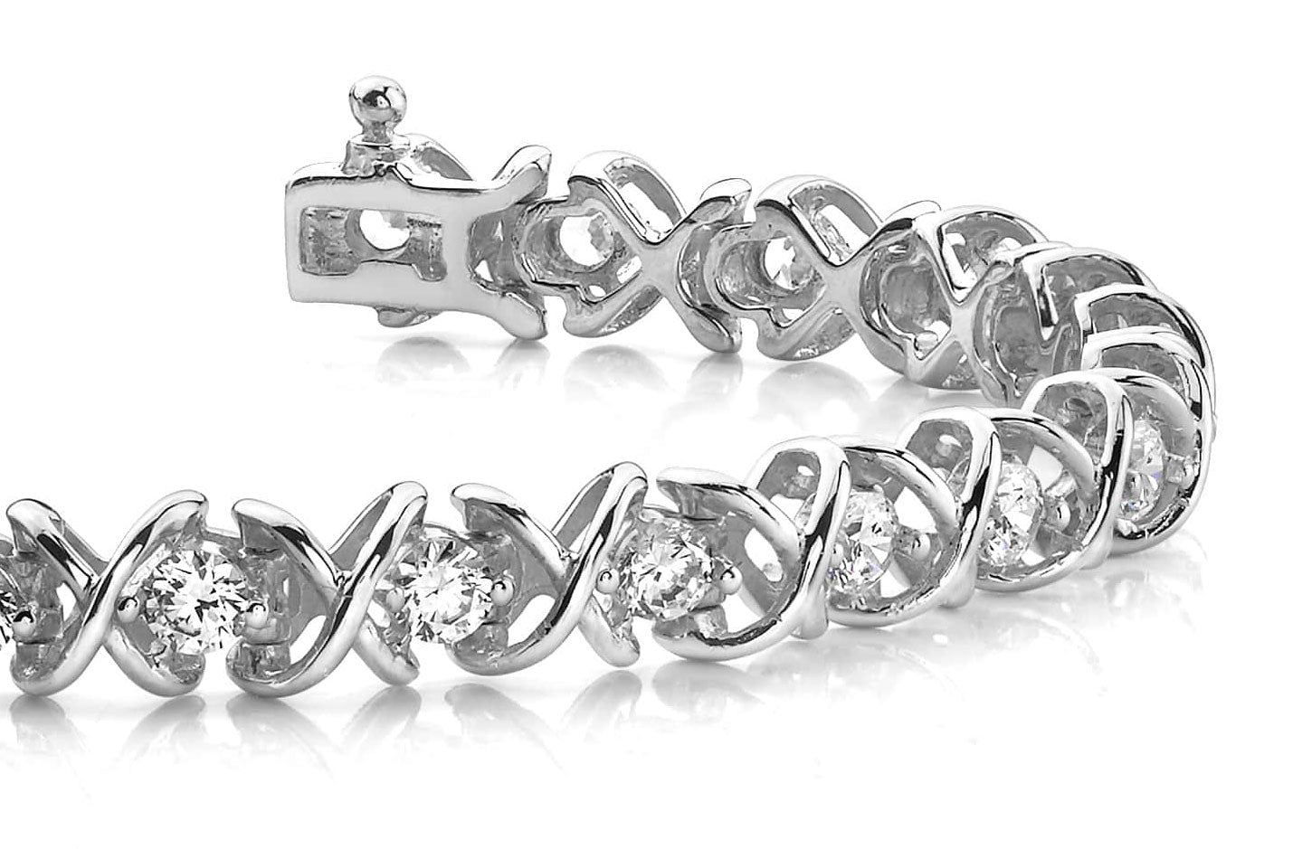14K Gold Diamond Tennis Bracelet – Elegant Round Cut Diamond Link Bracelet for Women