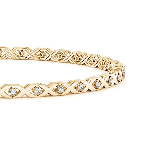 Diamond Accent X-Pattern Gold-Tone Tennis Bracelet – Elegant Designer-Inspired Bangle