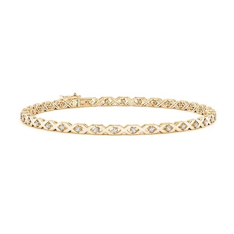 Diamond Accent X-Pattern Gold-Tone Tennis Bracelet – Elegant Designer-Inspired Bangle