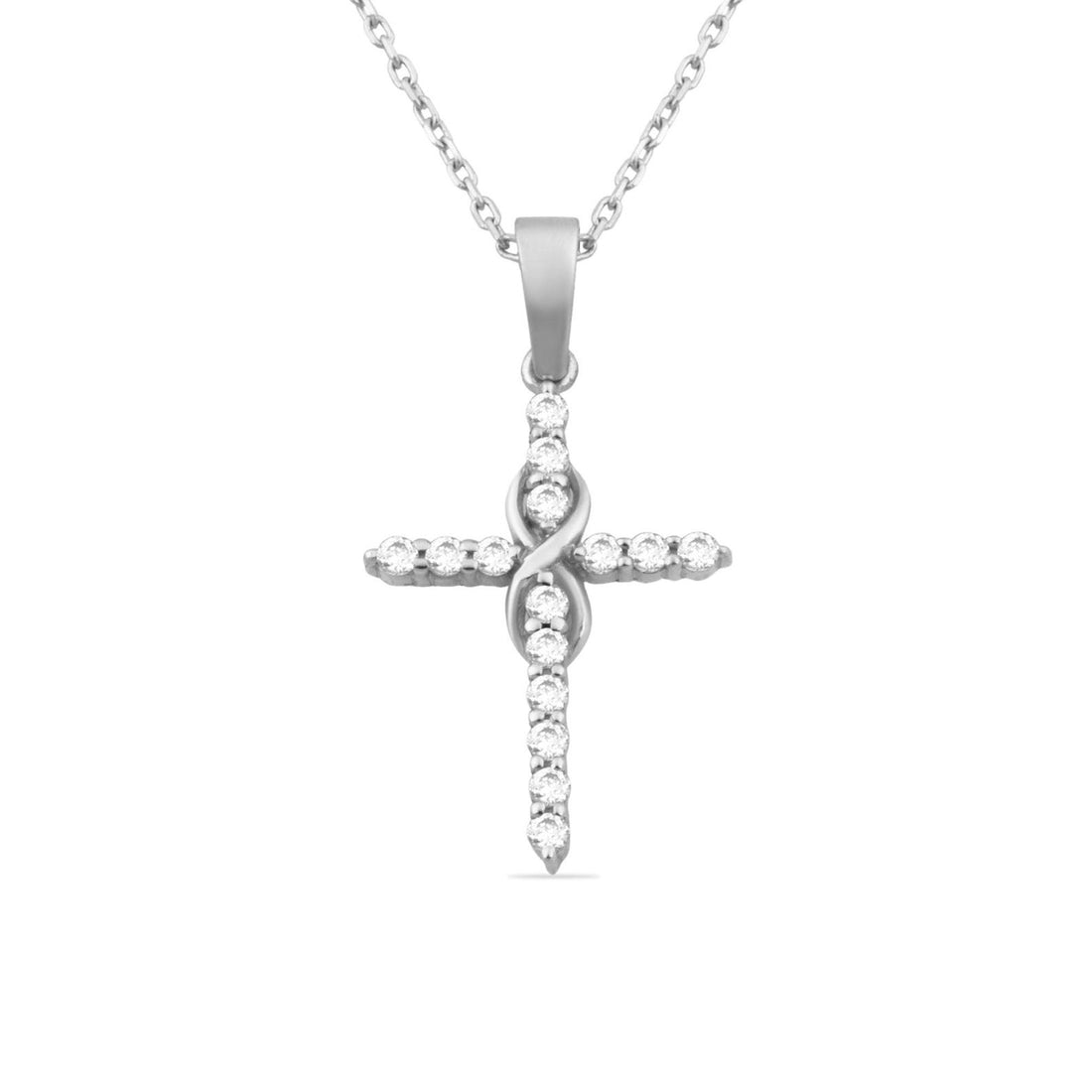 Dainty Infinity Cross Pendant Necklace with Sparkling Diamond – Elegant Christian Jewelry for Women