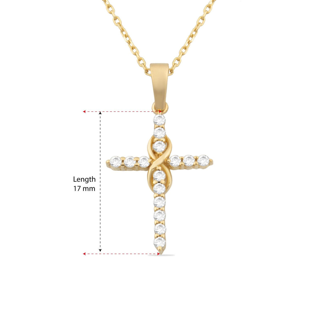 Dainty Infinity Cross Pendant Necklace with Sparkling Diamond – Elegant Christian Jewelry for Women