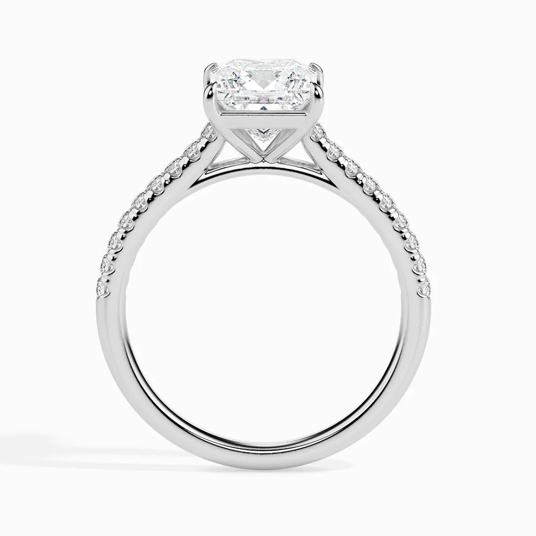 Princess Cut Diamond Engagement Ring in 14K/18K Yellow Gold | Pave Diamond Solitaire Ring
