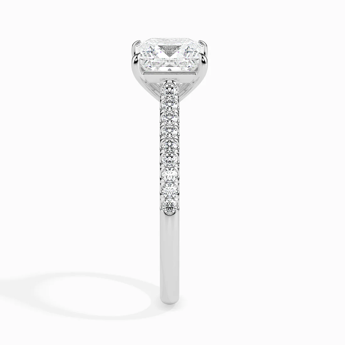 Princess Cut Diamond Engagement Ring in 14K/18K Yellow Gold | Pave Diamond Solitaire Ring