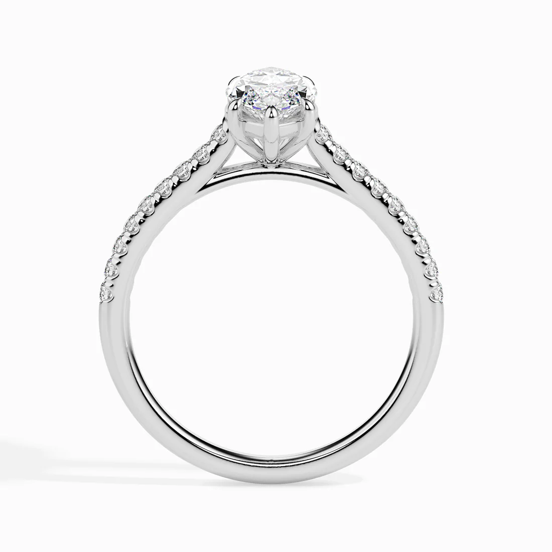 Marquise Cut Diamond Engagement Ring in White Gold | Pavé Band