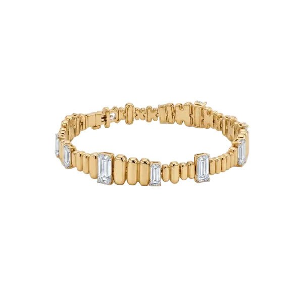 Gold & Silver Bracelet for Women | Elegant Crystal Baguette Link Bracelet