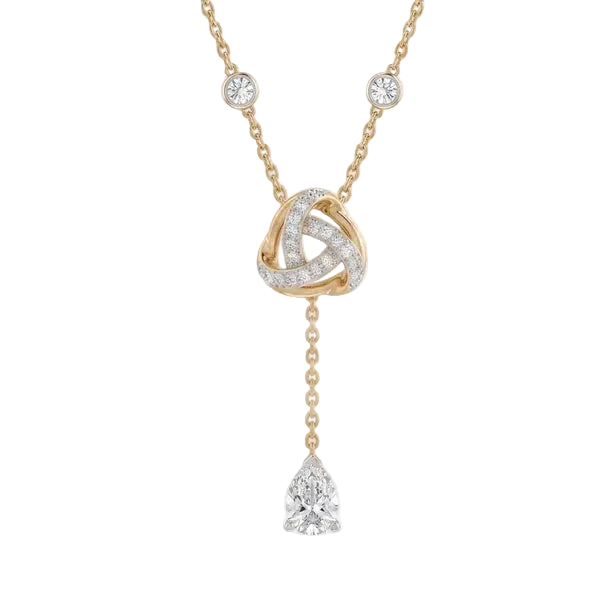 Gold & Silver Pendant with Crystal Knot Design and Teardrop Pendant
