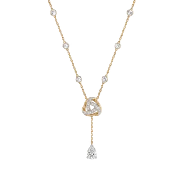 Gold & Silver Pendant with Crystal Knot Design and Teardrop Pendant