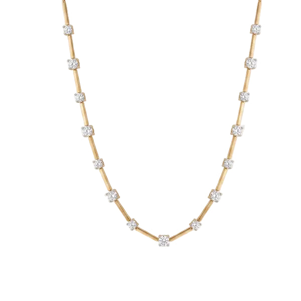 Gold & Silver Diamond Necklace for Women | Elegant Crystal Link Chain Necklace