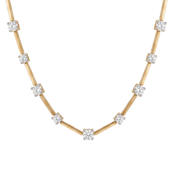 Gold & Silver Diamond Necklace for Women | Elegant Crystal Link Chain Necklace