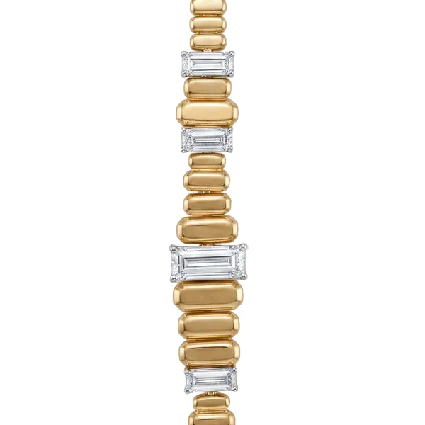 Gold & Silver Bracelet for Women | Elegant Crystal Baguette Link Bracelet