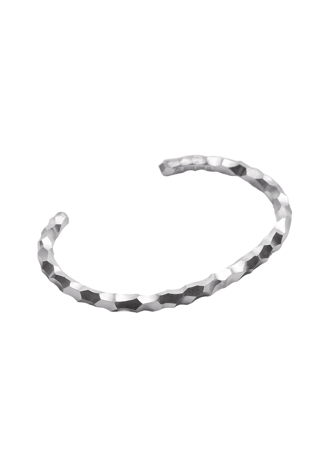 Hammered Silver Cuff Bracelet for Men – Textured Open Bangle Wrist Bracelet