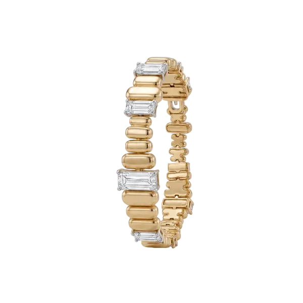 Gold & Silver Bracelet for Women | Elegant Crystal Baguette Link Bracelet