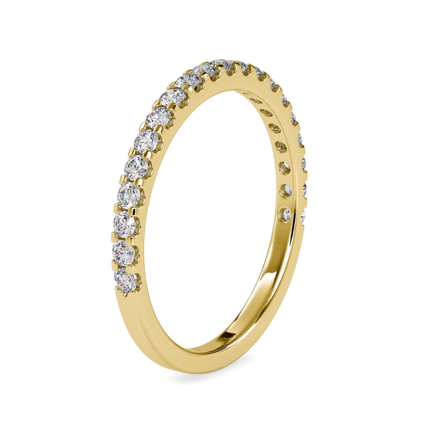 Half Eternity Diamond Ring | Round Brilliant Diamond Wedding Band in Yellow & White Gold