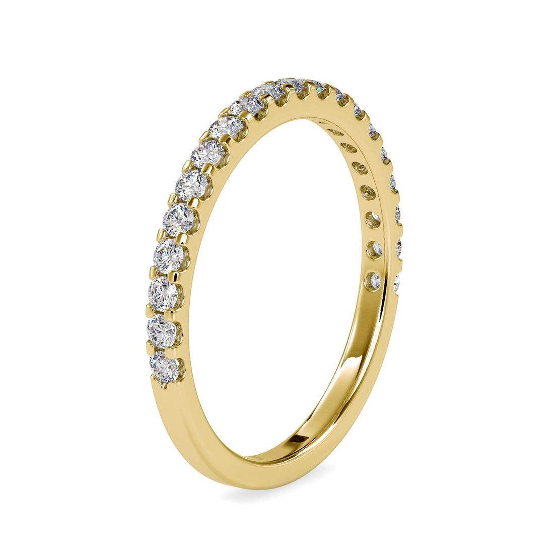 Half Eternity Diamond Ring | Round Brilliant Diamond Wedding Band in Yellow & White Gold