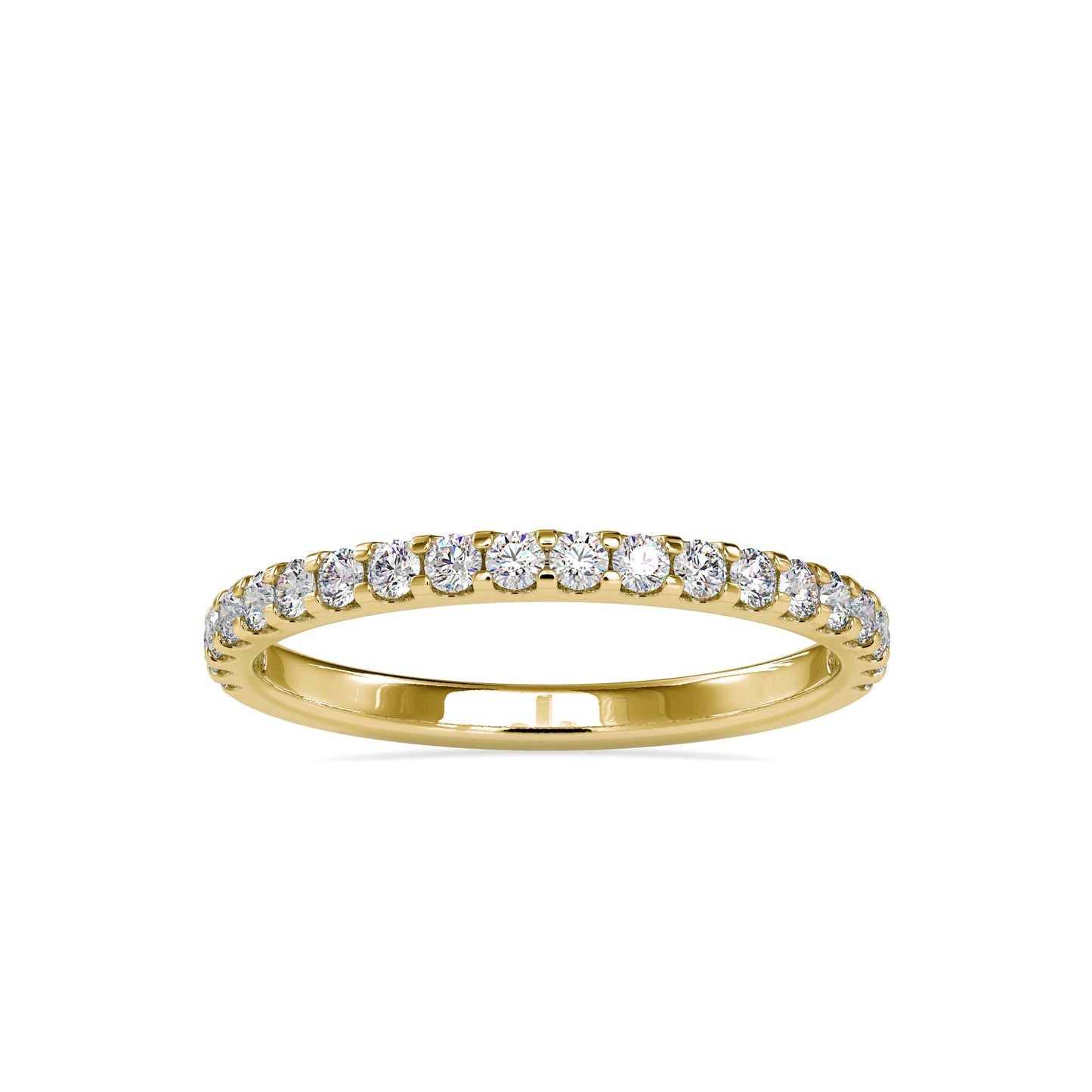 Half Eternity Diamond Ring | Round Brilliant Diamond Wedding Band in Yellow & White Gold