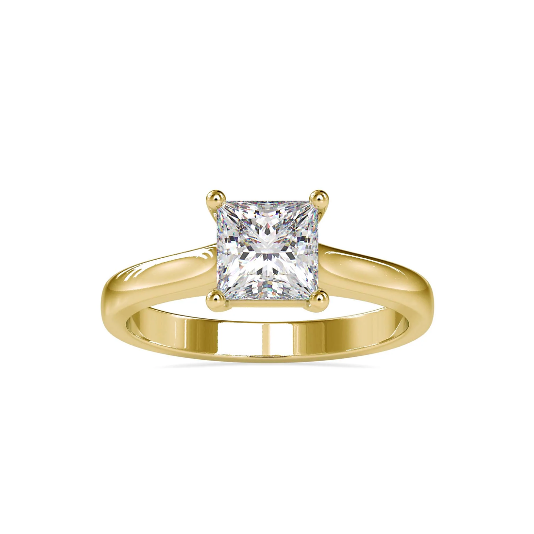 Princess Cut Solitaire Engagement Ring in Yellow & White Gold | Classic Diamond Ring
