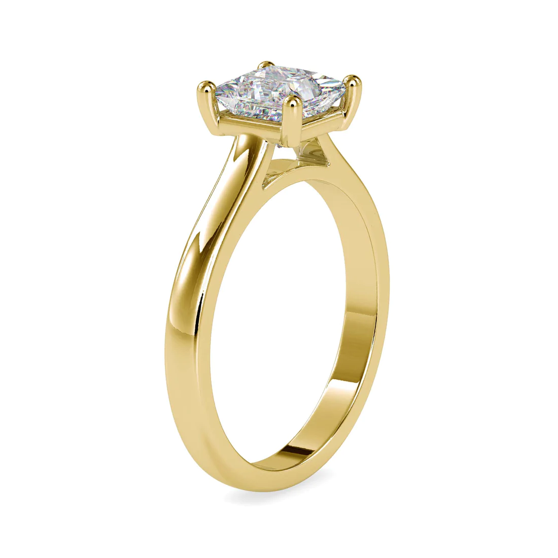 Princess Cut Solitaire Engagement Ring in Yellow & White Gold | Classic Diamond Ring