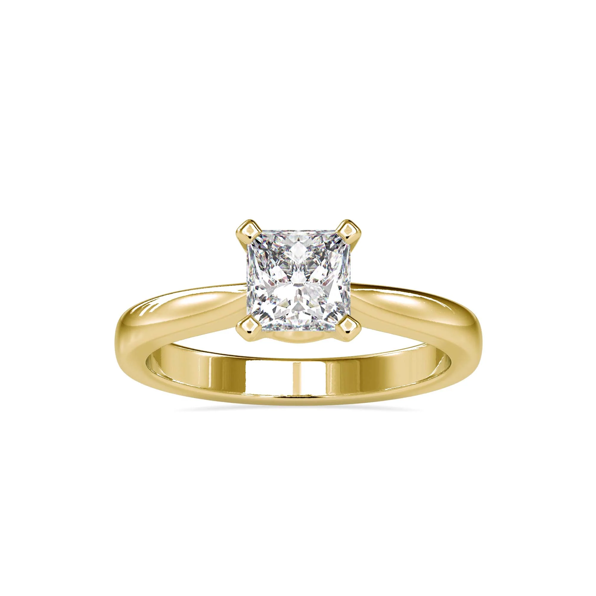 Princess Cut Solitaire Diamond Engagement Ring in Yellow & White Gold | Classic 4-Prong Ring