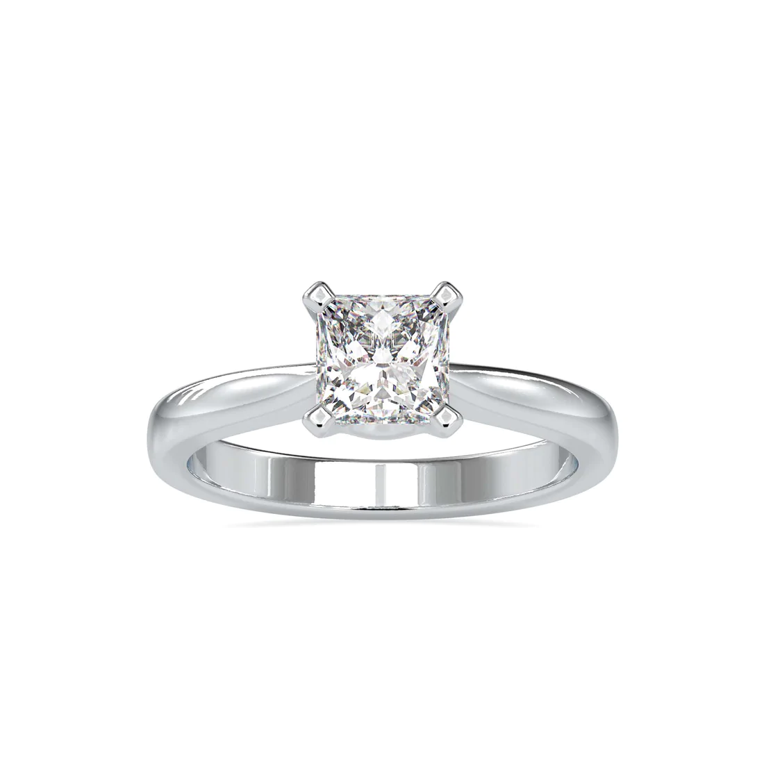 Princess Cut Solitaire Diamond Engagement Ring in Yellow & White Gold | Classic 4-Prong Ring