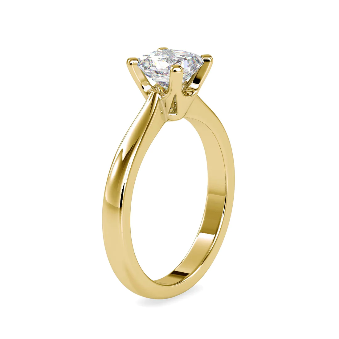 Princess Cut Solitaire Diamond Engagement Ring in Yellow & White Gold | Classic 4-Prong Ring
