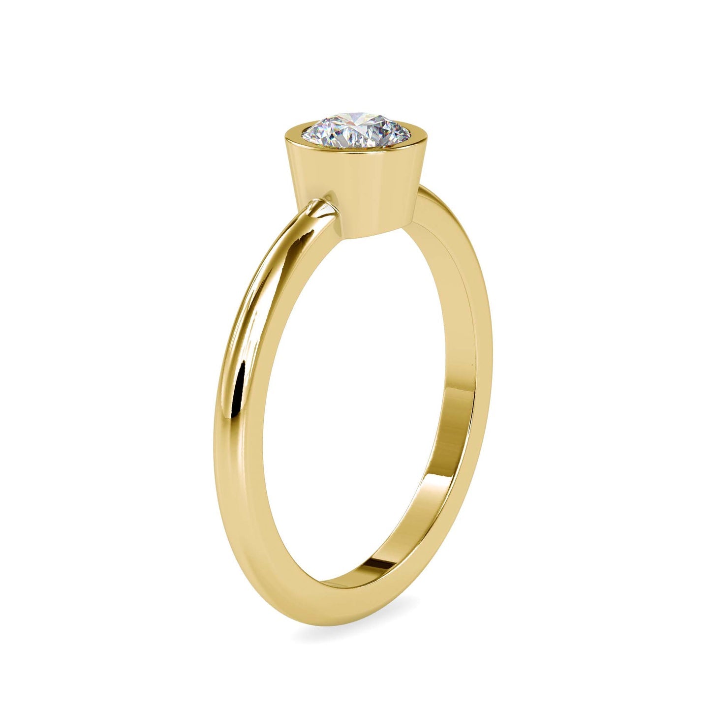 Round Brilliant Bezel Set Solitaire Diamond Ring in 14K White & Yellow Gold | Minimalist Engagement Ring