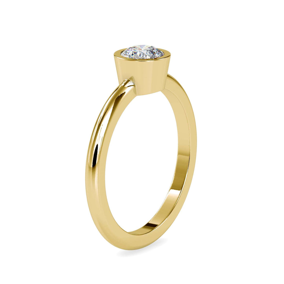 Round Brilliant Bezel Set Solitaire Diamond Ring in 14K White & Yellow Gold | Minimalist Engagement Ring