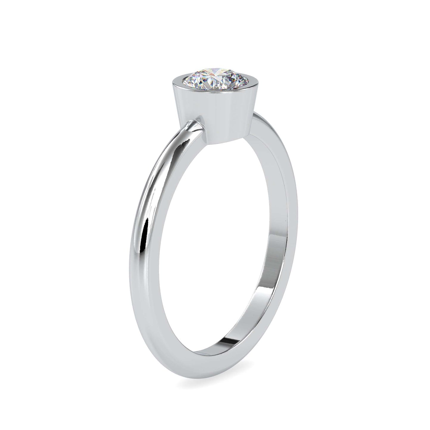 Round Brilliant Bezel Set Solitaire Diamond Ring in 14K White & Yellow Gold | Minimalist Engagement Ring