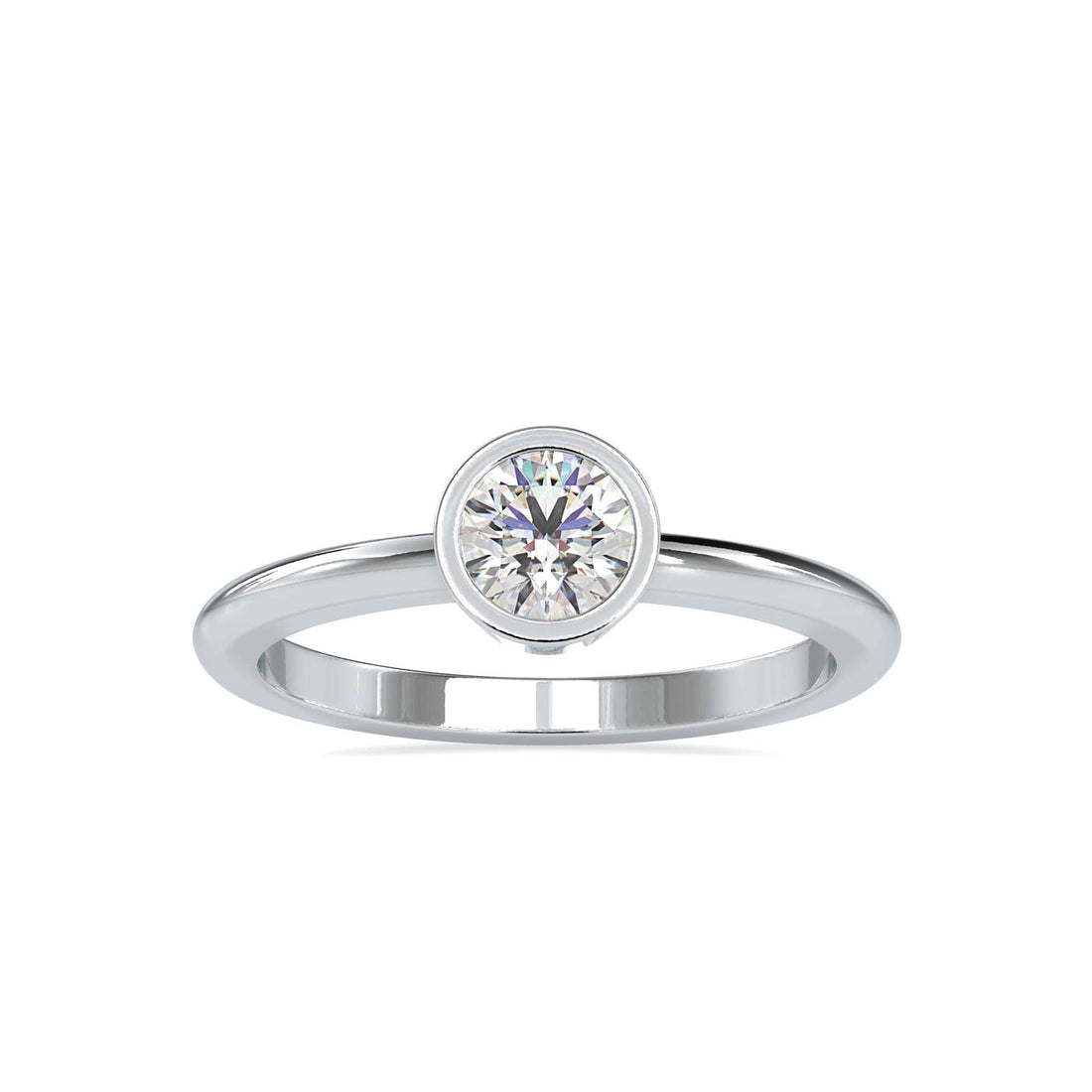 Round Brilliant Bezel Set Solitaire Diamond Ring in 14K White & Yellow Gold | Minimalist Engagement Ring