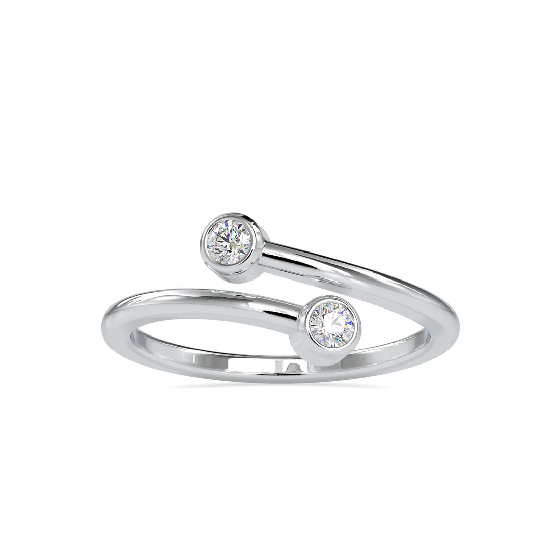 Open Bypass Bezel Set Round Diamond Ring – 14K Yellow Gold & White Gold