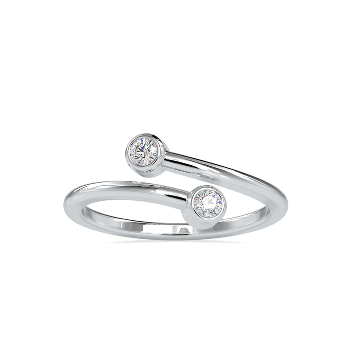 Open Bypass Bezel Set Round Diamond Ring – 14K Yellow Gold & White Gold