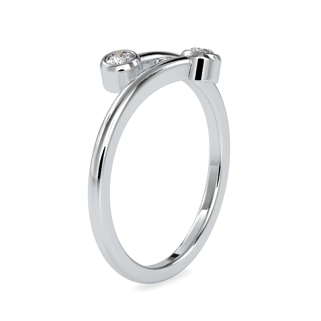 Open Bypass Bezel Set Round Diamond Ring – 14K Yellow Gold & White Gold