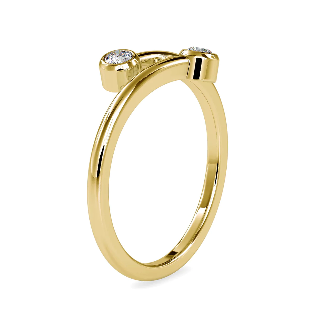 Open Bypass Bezel Set Round Diamond Ring – 14K Yellow Gold & White Gold