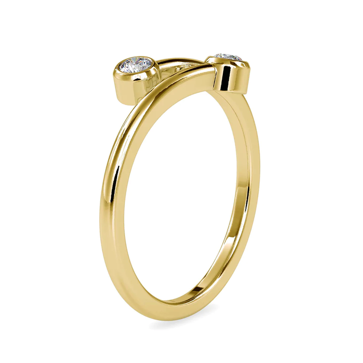 Open Bypass Bezel Set Round Diamond Ring – 14K Yellow Gold & White Gold