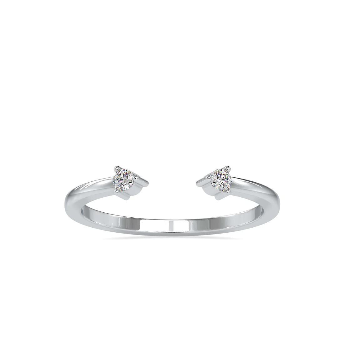Open Two Stone Diamond Ring for Women | Elegant Minimalist Bypass Ring | Modern Open Band Diamond Ring